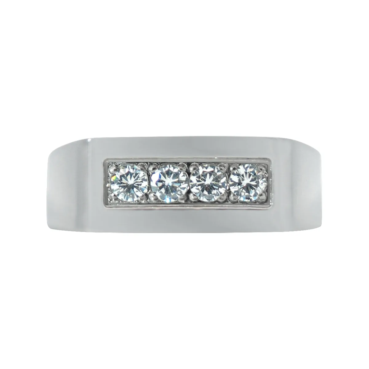 Anillo en acero, con cristales