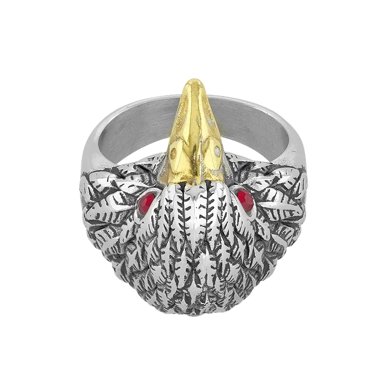 Anillo de águila en acero, con cristales, de la coleccion Forza