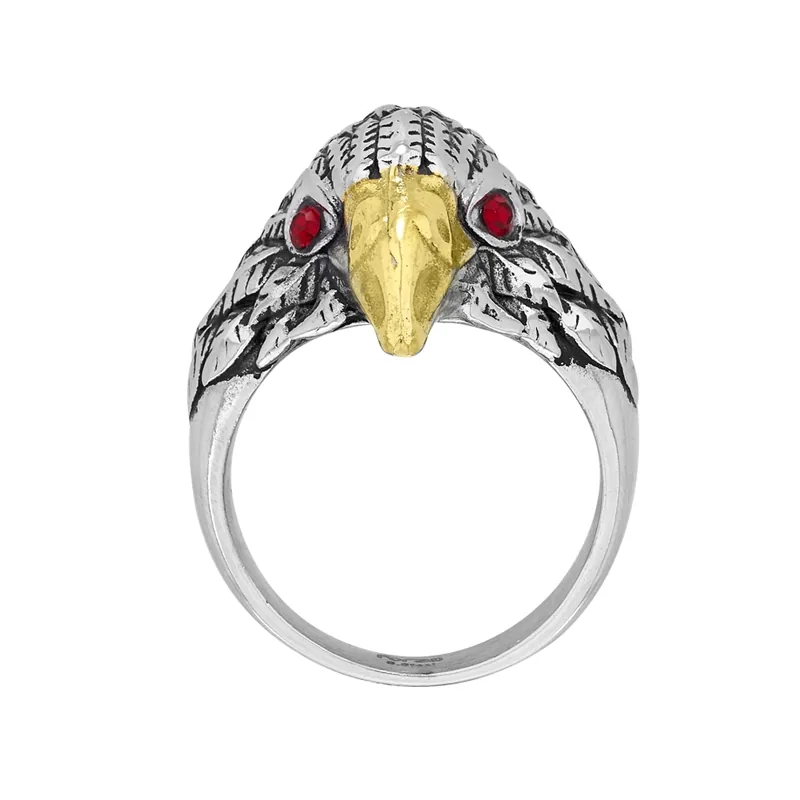 Anillo de águila en acero, con cristales, de la coleccion Forza
