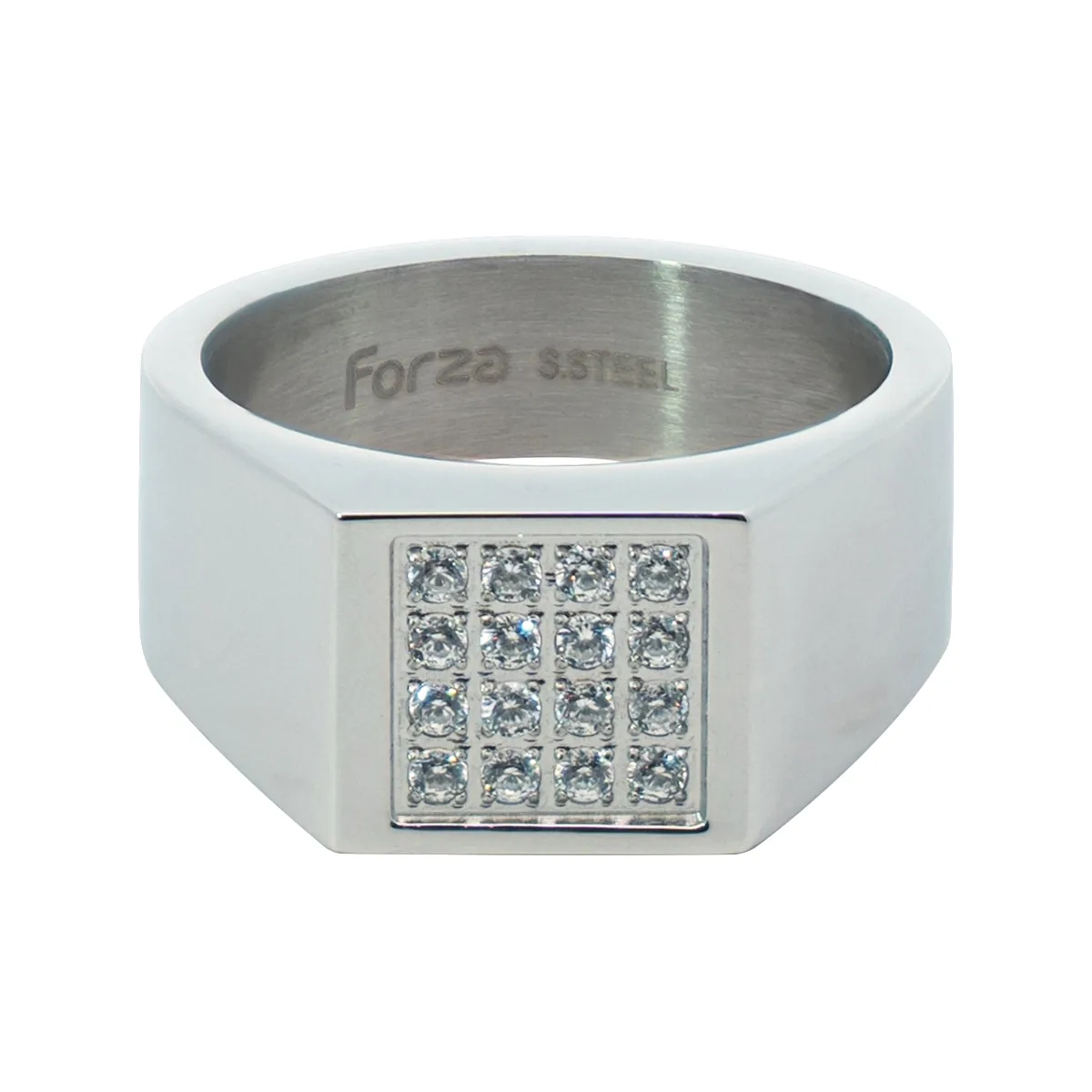 Anillo en acero, con cristales, de la coleccion Forza