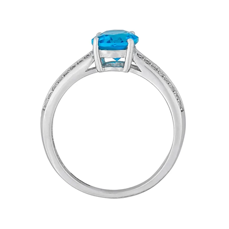 Anillo en plata Ley 925, con cristal central y decoración en cristales, de la coleccion Sueños