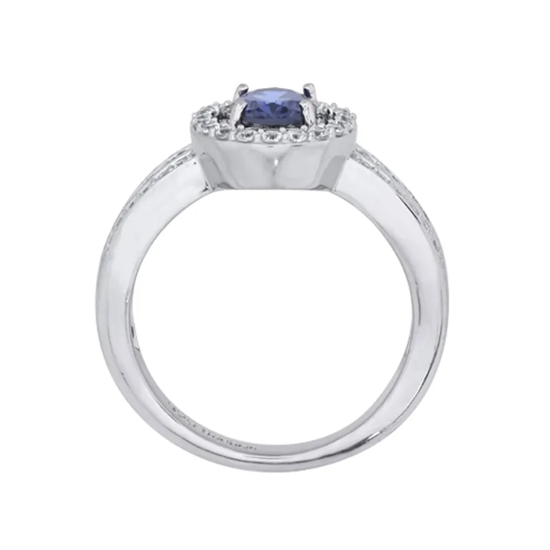 Anillo en plata Ley 925, con cristal central y decoración en cristales, de la coleccion Sueños