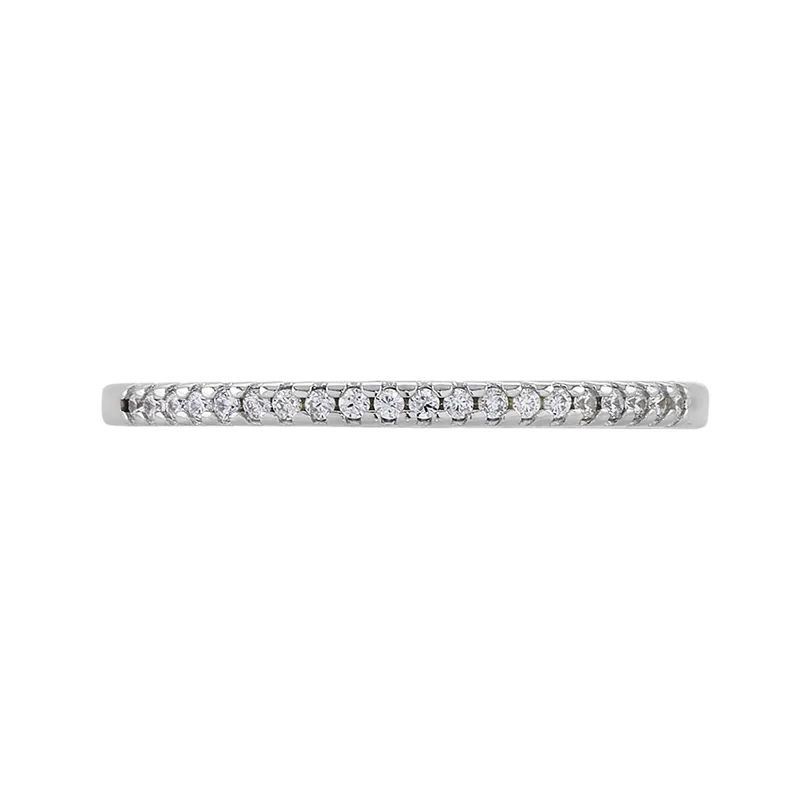 Anillo cintillo, con cristales redondos, en plata ley 925, rodinado - Colección Sueños