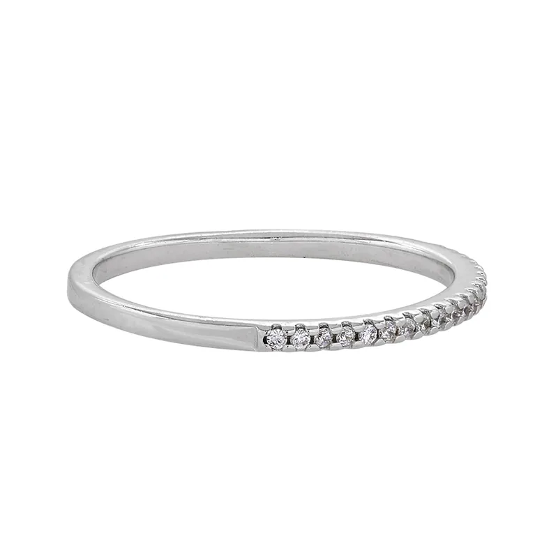 Anillo cintillo, con cristales redondos, en plata ley 925, rodinado - Colección Sueños