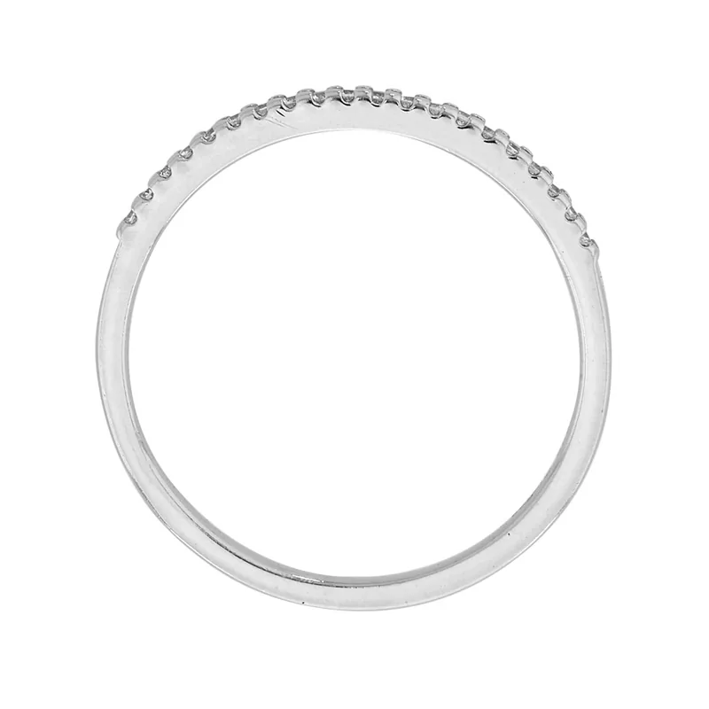 Anillo cintillo, con cristales redondos, en plata ley 925, rodinado - Colección Sueños