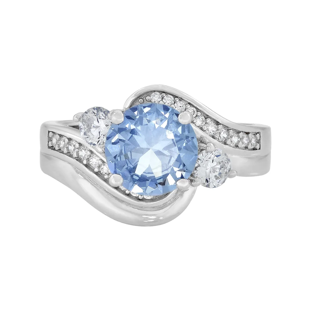 Anillo en plata Ley 925, con cristal central y decoración en cristales, de la coleccion Sueños