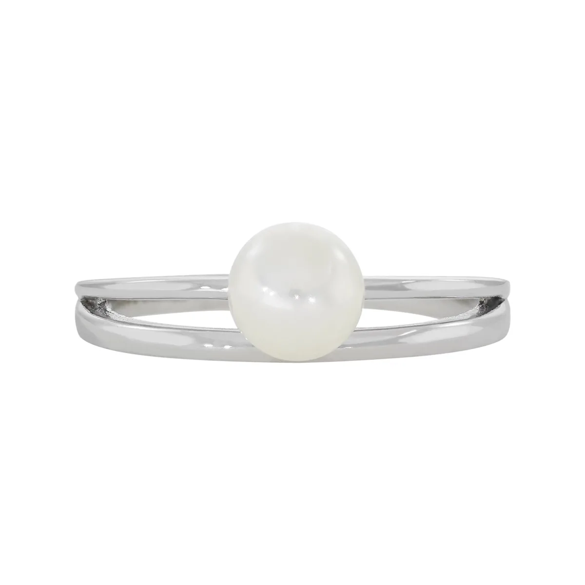 Anillo en plata Ley 925, con perla central de 5 mm de ancho aprox, de la coleccion Sueños