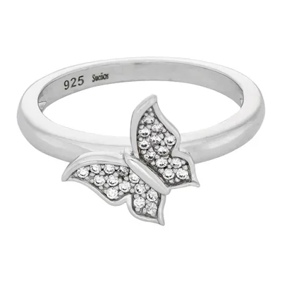 Anillo de mariposa en plata Ley 925, con cristales, de la coleccion Sueños