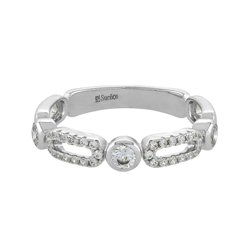 Anillo en plata Ley 925, con zircones, de la coleccion Sueños