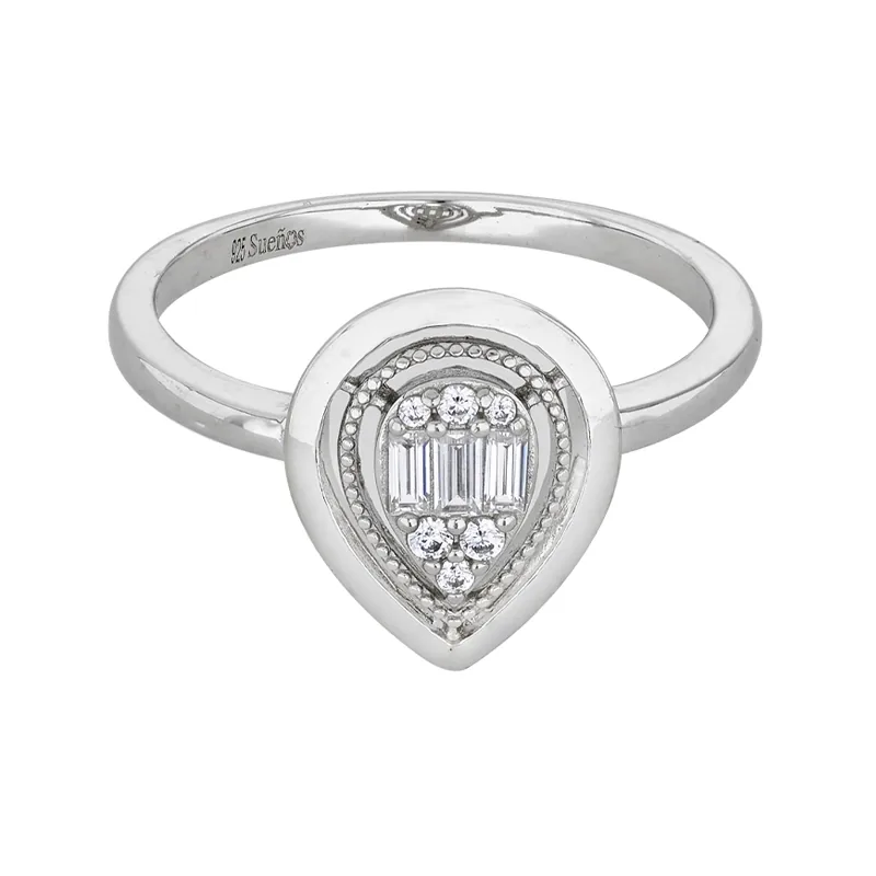 Anillo en plata Ley 925, con zircones, de la coleccion Sueños