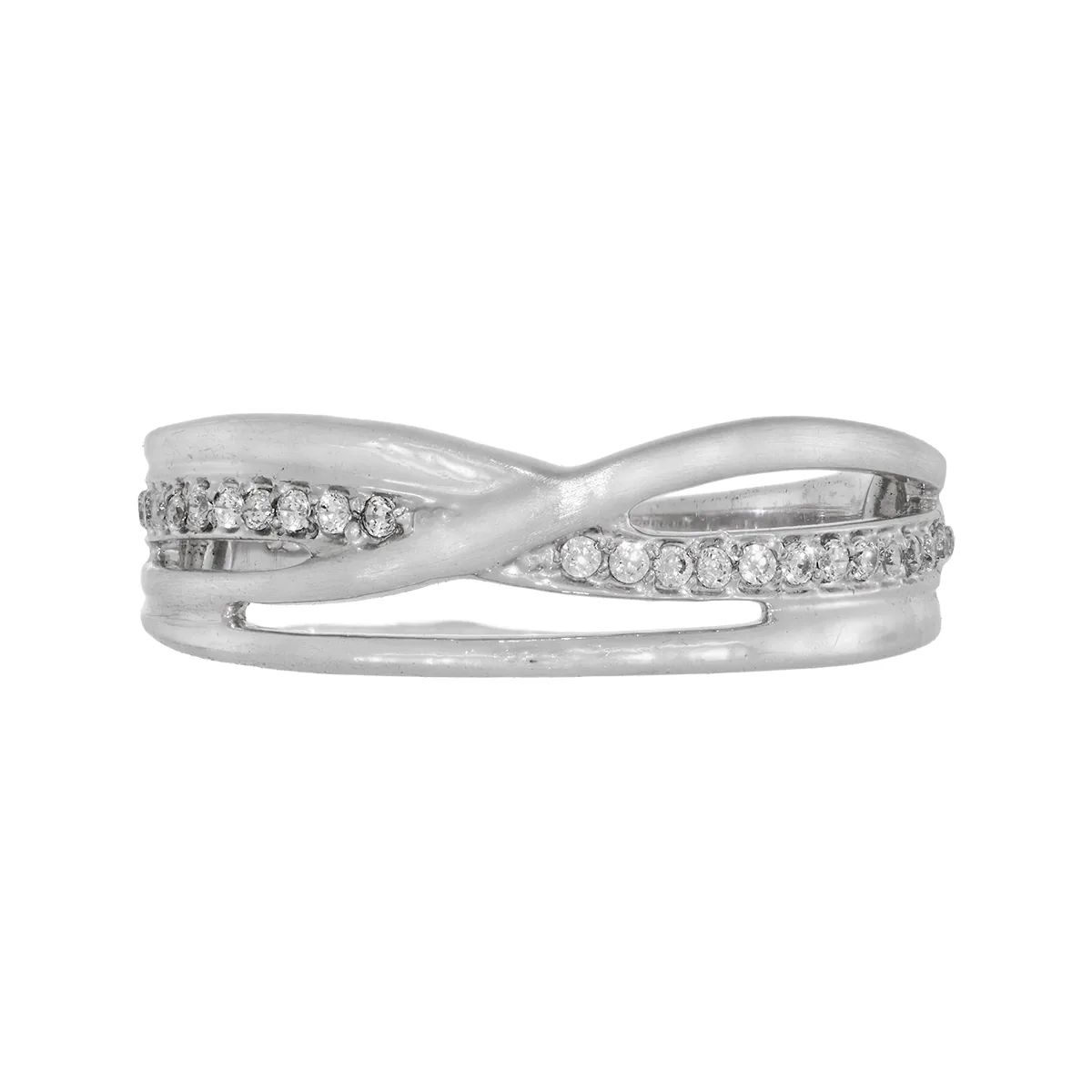 Anillo en plata Ley 925 satinado, con zircones, de la coleccion Sueños