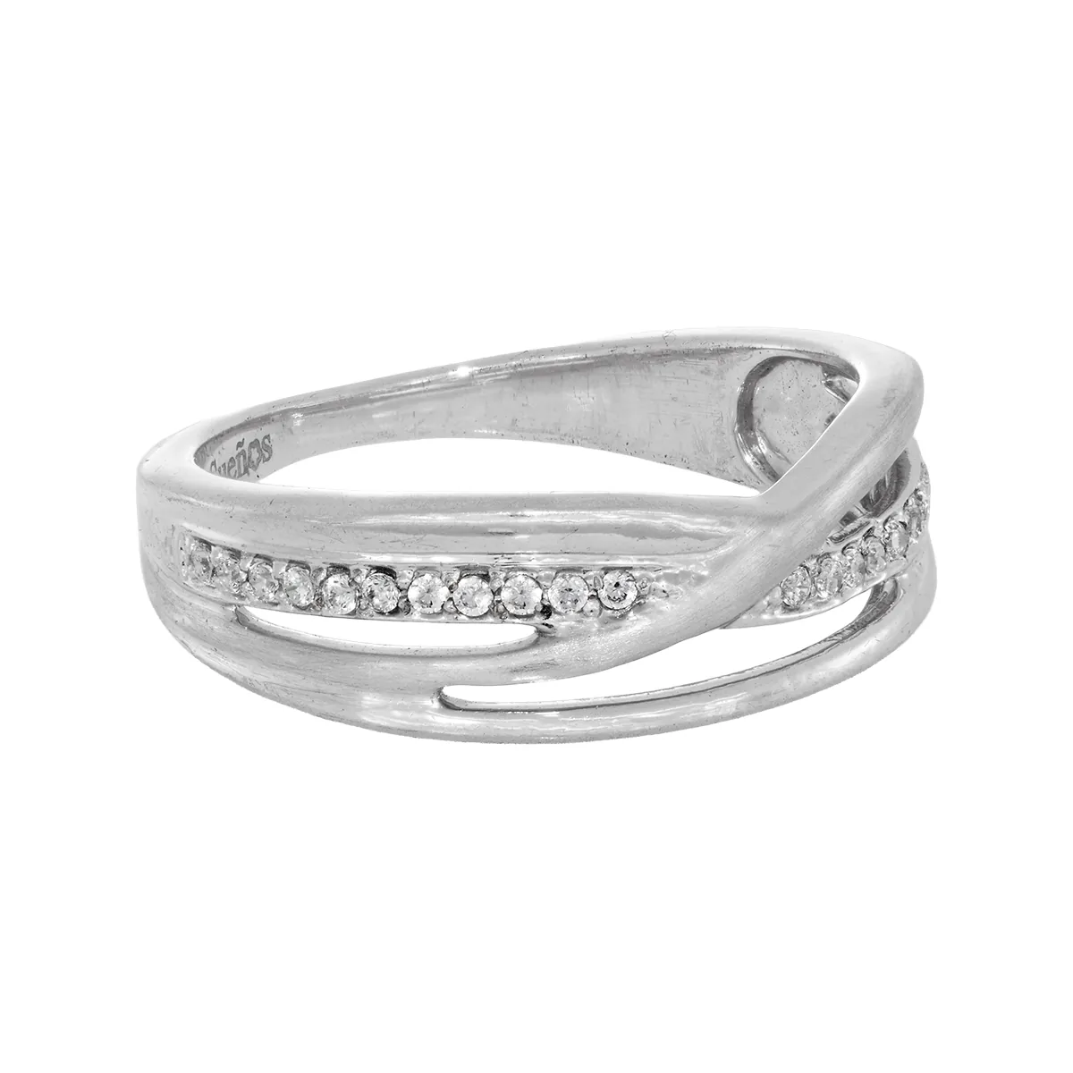 Anillo en plata Ley 925 satinado, con zircones, de la coleccion Sueños