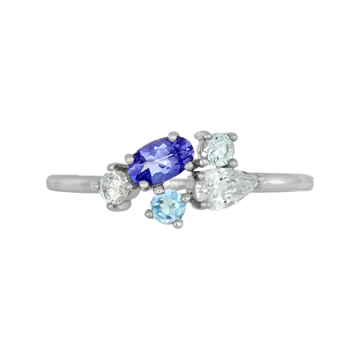 Anillo con zircon violeta, en plata ley 925, rodinado, liso - Colección Sueños