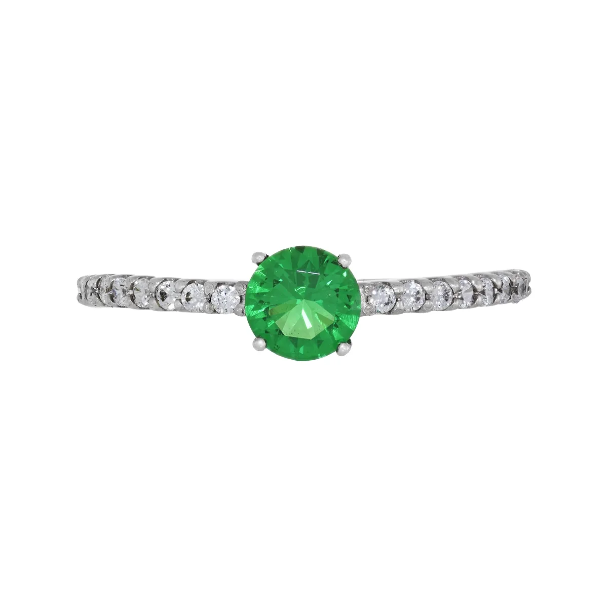 Anillo en plata Ley 925, con zircón col central y decoración en zircones, de la coleccion Sueños