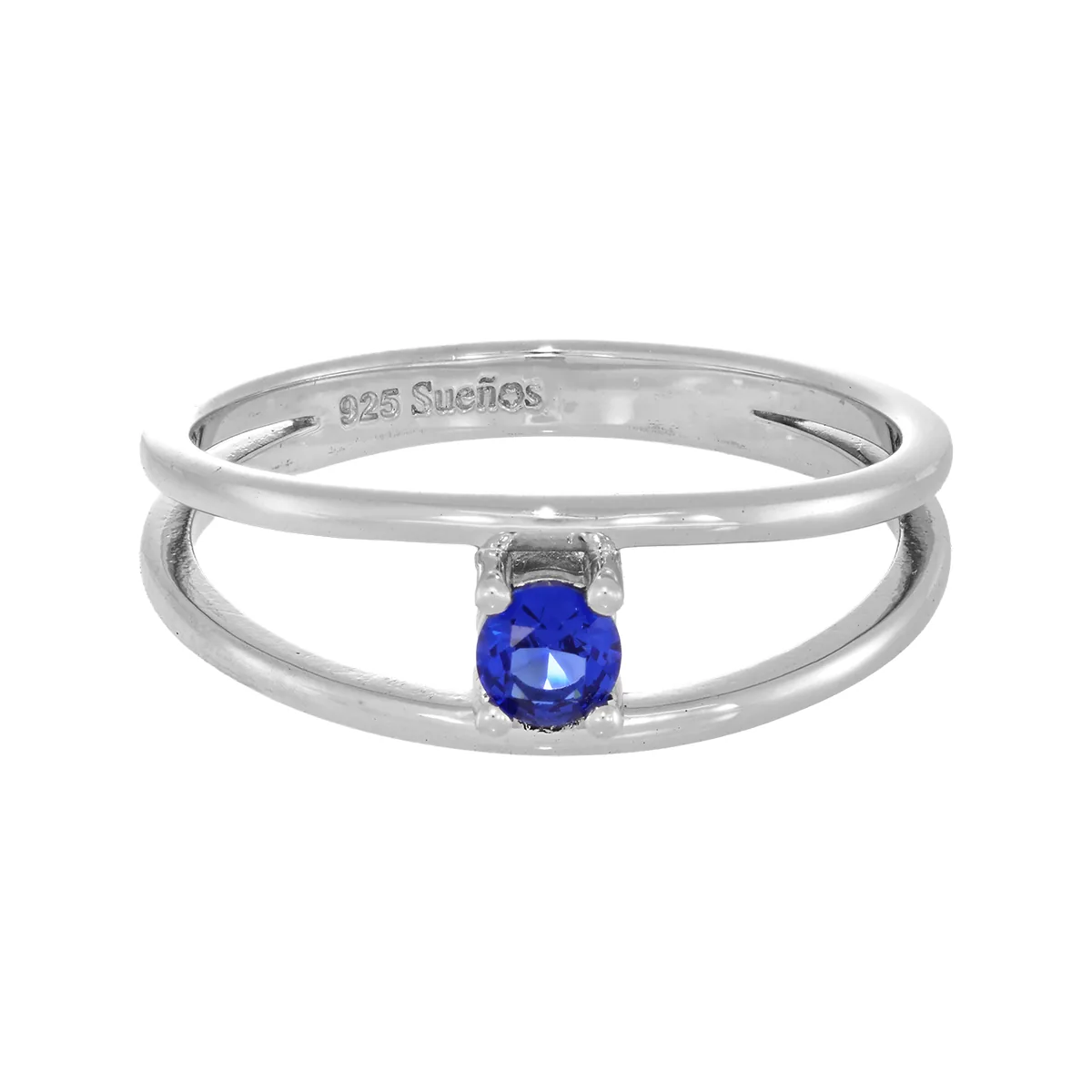 Anillo con zircon central redondo, en plata ley 925, rodinado - Colección Sueños