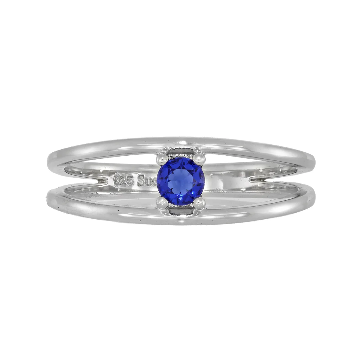 Anillo con zircon central redondo, en plata ley 925, rodinado - Colección Sueños