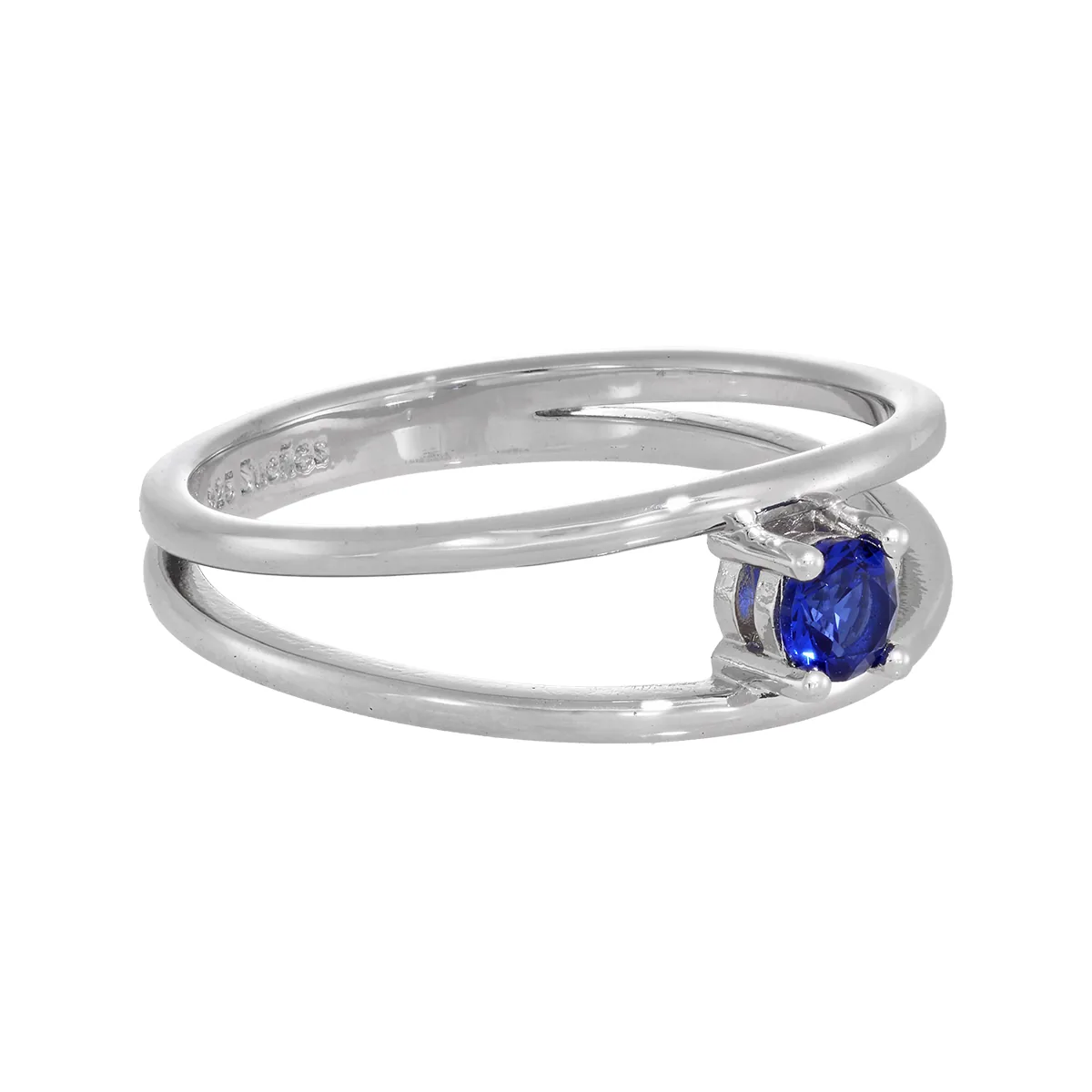 Anillo con zircon central redondo, en plata ley 925, rodinado - Colección Sueños