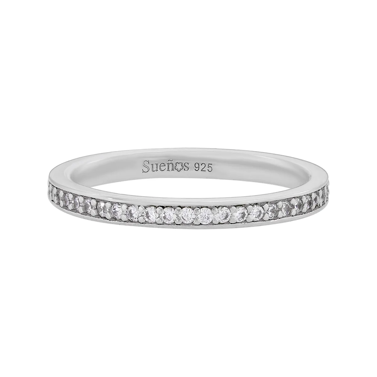 Anillo en plata Ley 925, con cristales, 2 mm. de ancho, de la coleccion Sueños
