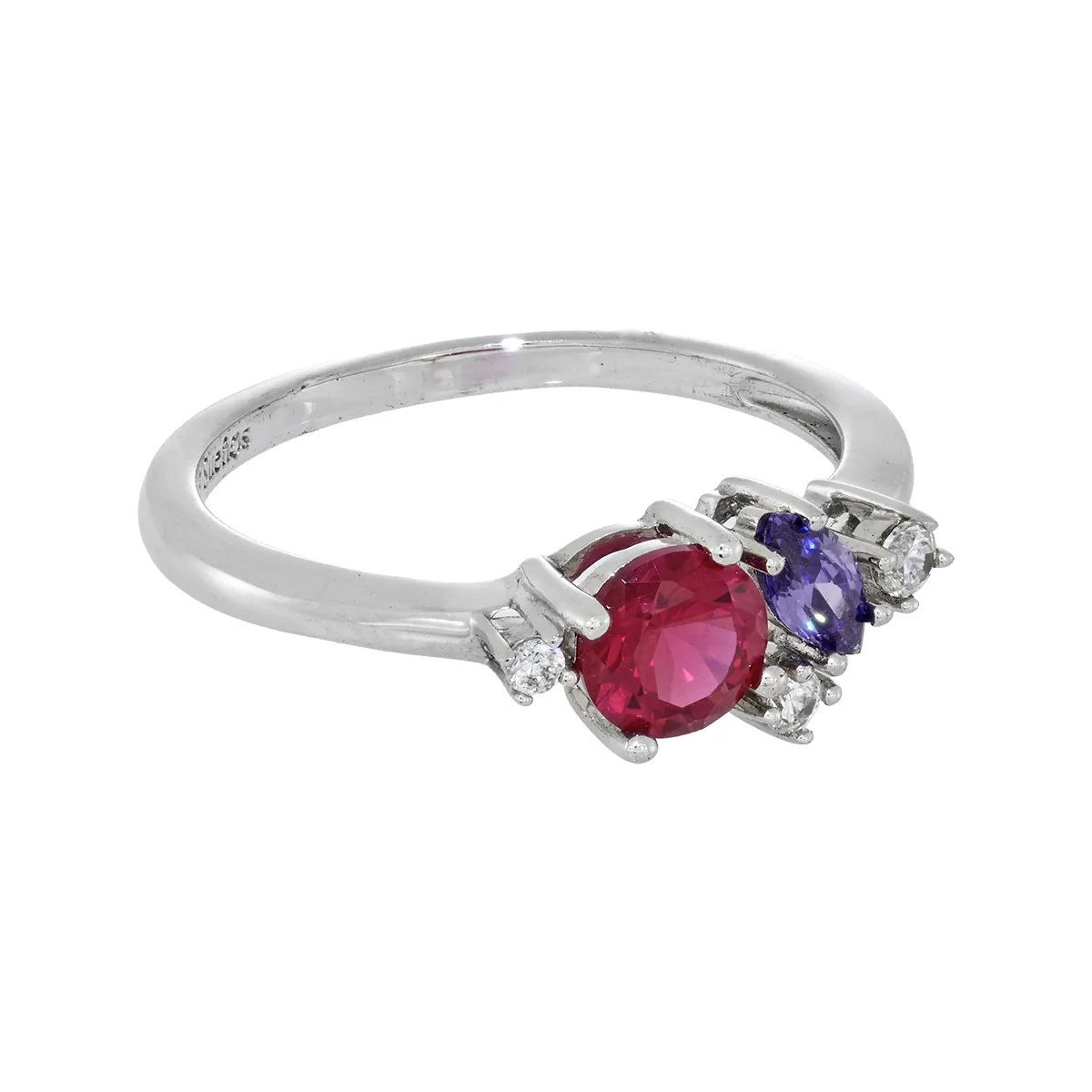 Anillo en plata Ley 925, con zircón col central, decoración en zircón col y zircones, de la coleccion Sueños