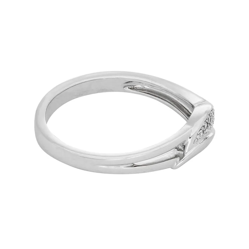 Anillo hoja, con cristales redondos, en plata ley 925, rodinado, liso - Colección Sueños