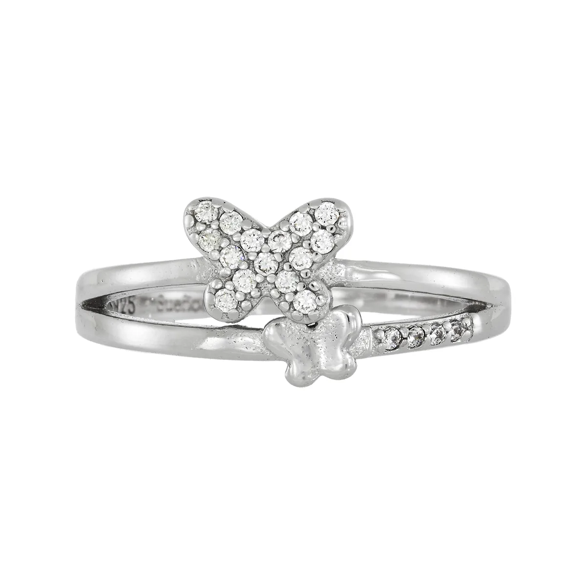 Anillo de mariposa en plata Ley 925, con zircones - Coleccion Sueños