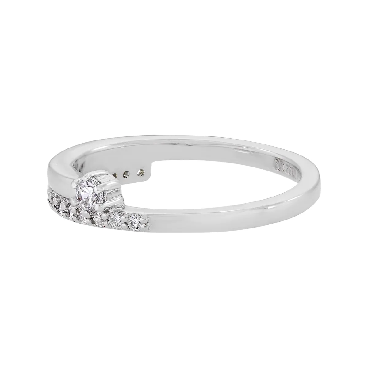 Anillo en plata Ley 925, con cristal central y decoración en cristales, de la coleccion Sueños