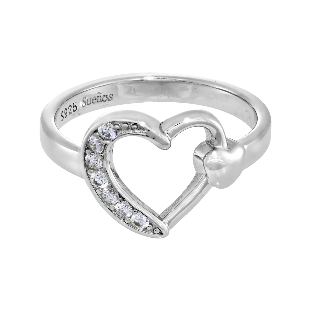 Anillo de corazones en plata Ley 925, con zircones - Colección Sueños