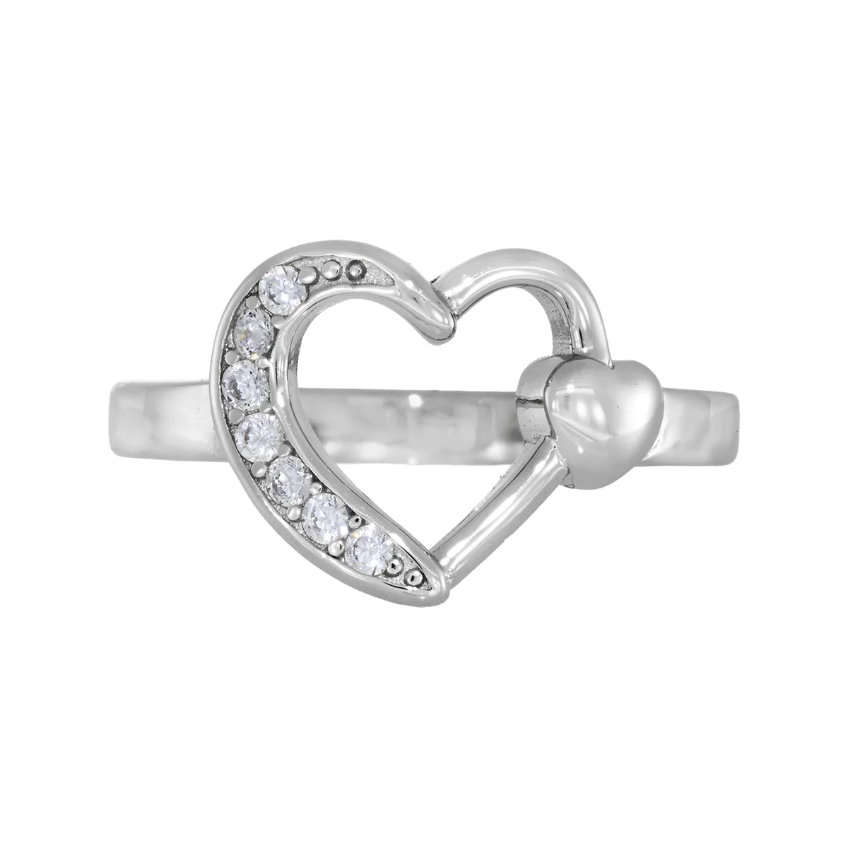 Anillo de corazones en plata Ley 925, con zircones - Colección Sueños