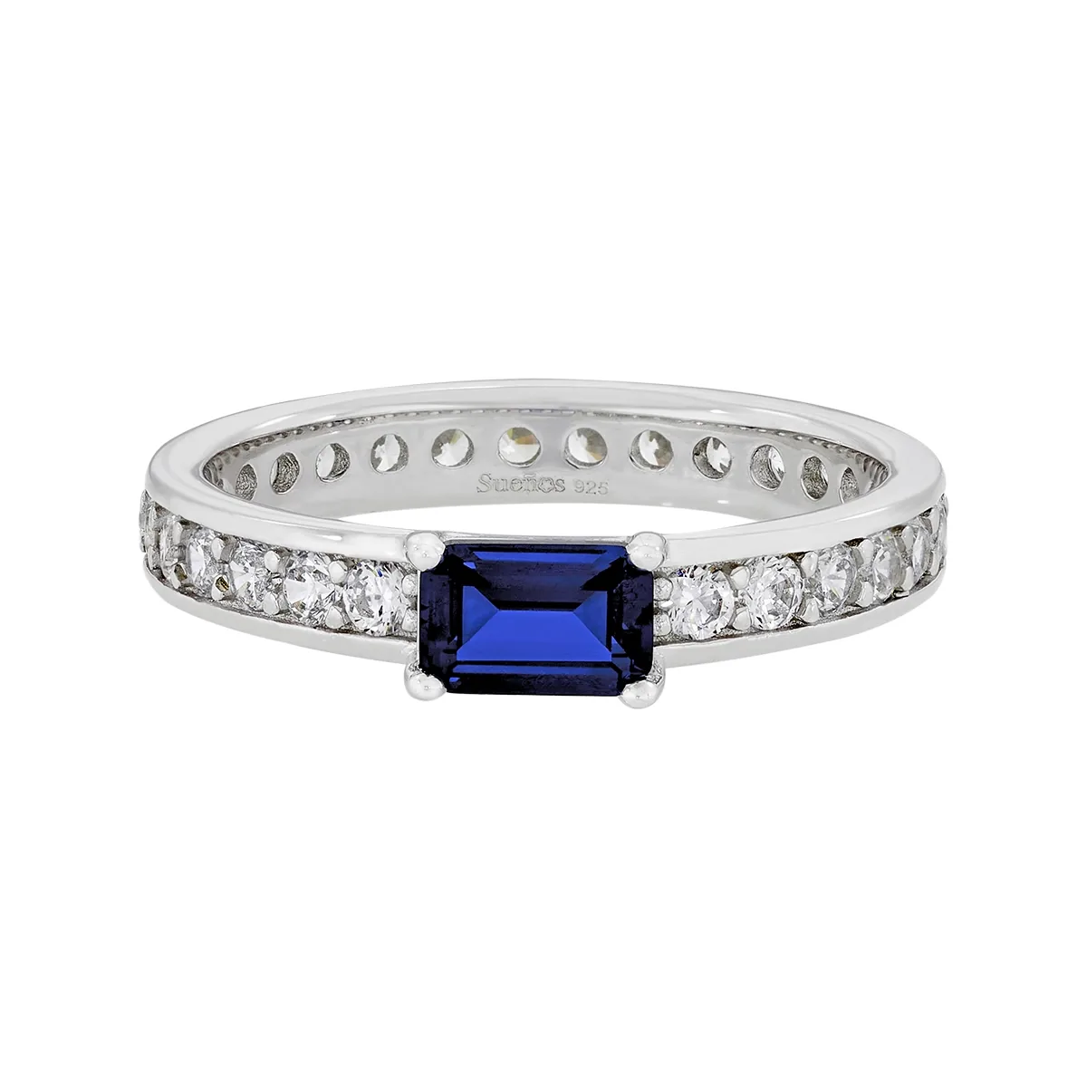 Anillo en plata Ley 925, con cristal central y decoración en cristales, de la coleccion Sueños