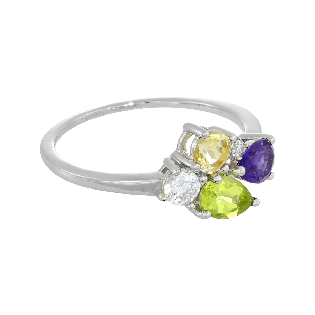 Anillo con zircones rojos, en plata ley 925, rodinado - Colección Sueños
