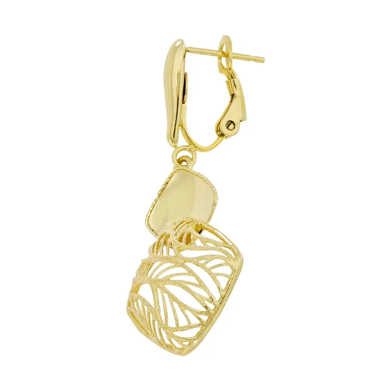Aretes en oro amarillo de 18 Kilates con visos, Figuras geométricas