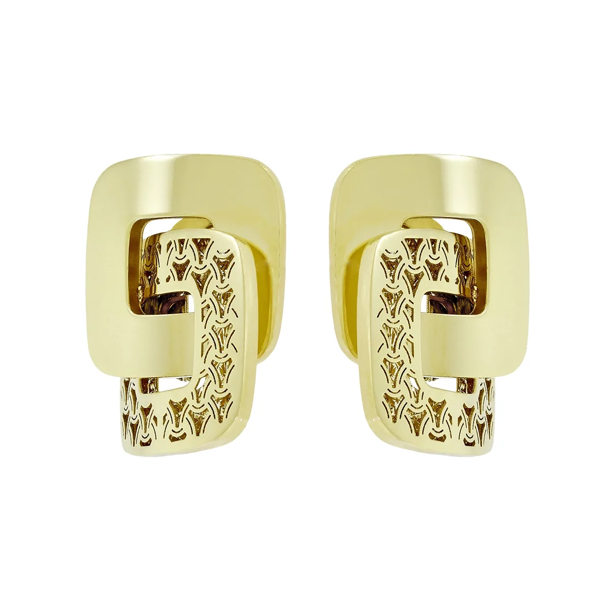 Aretes en oro amarillo de 18 Kilates con visos, Figuras geométricas