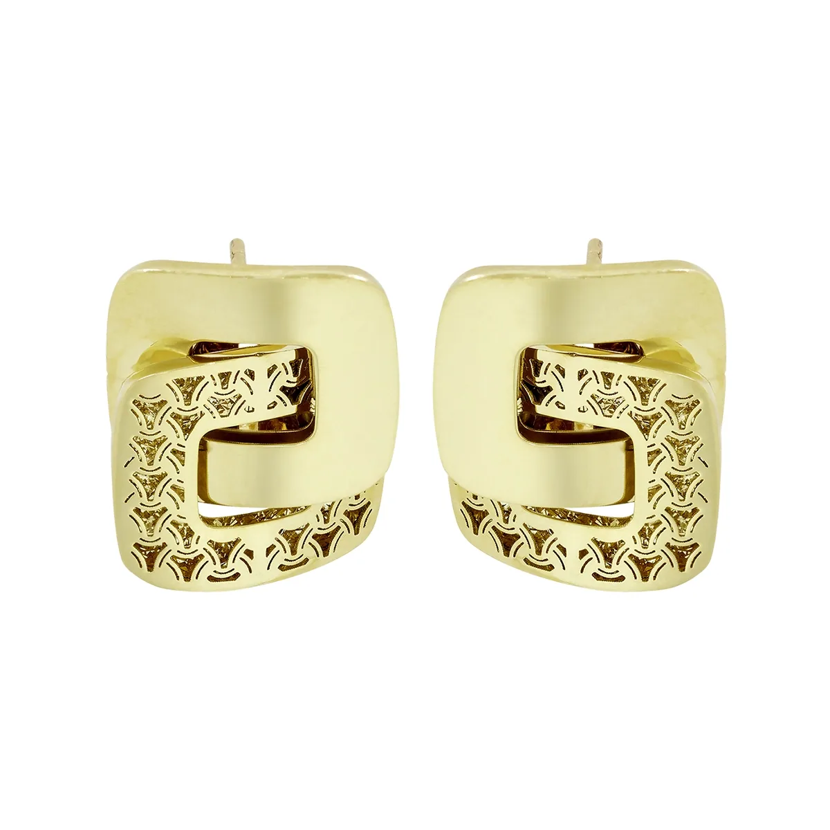 Aretes en oro amarillo de 18 Kilates con visos, Figuras geométricas