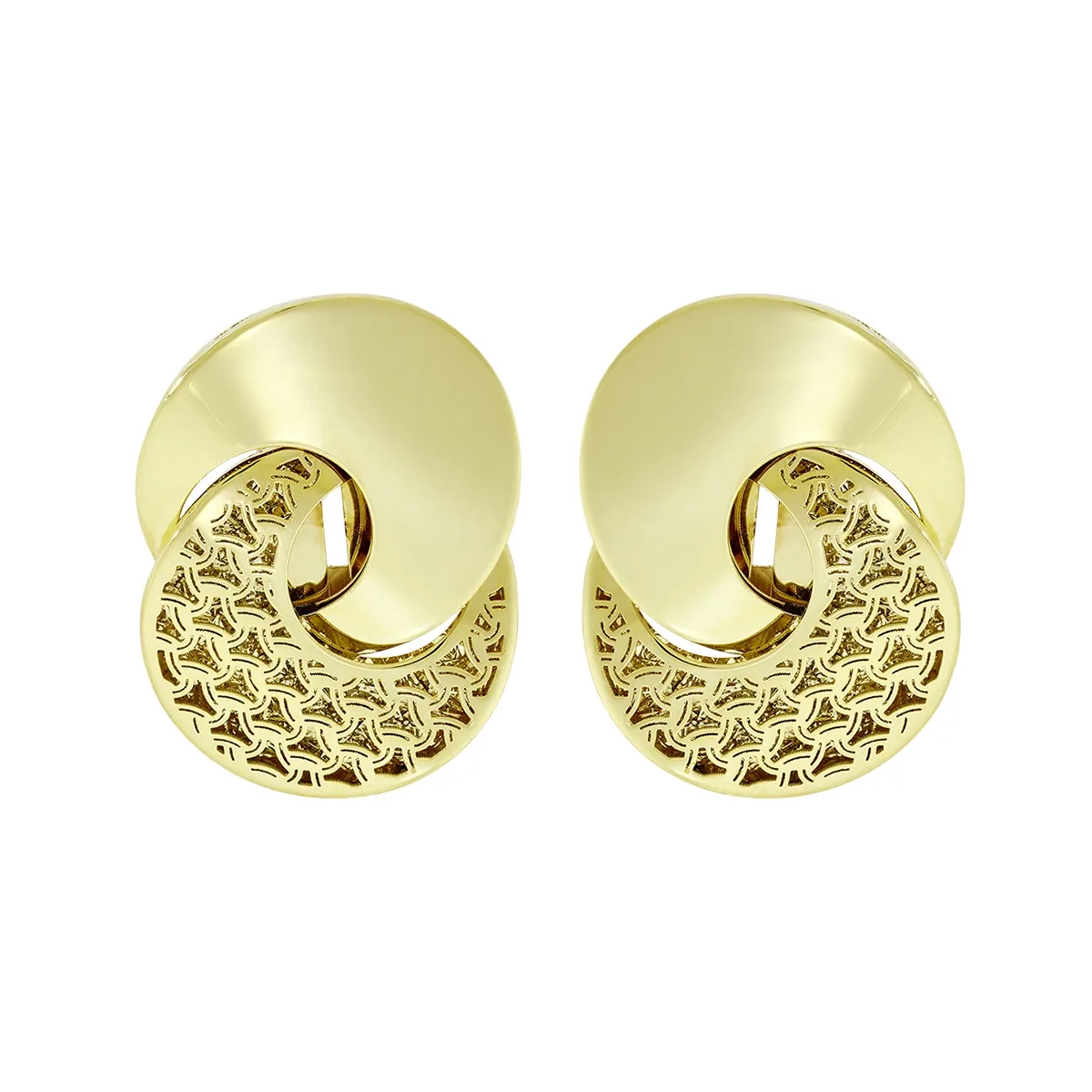 Aretes en oro amarillo de 18 Kilates con visos, Figuras geométricas