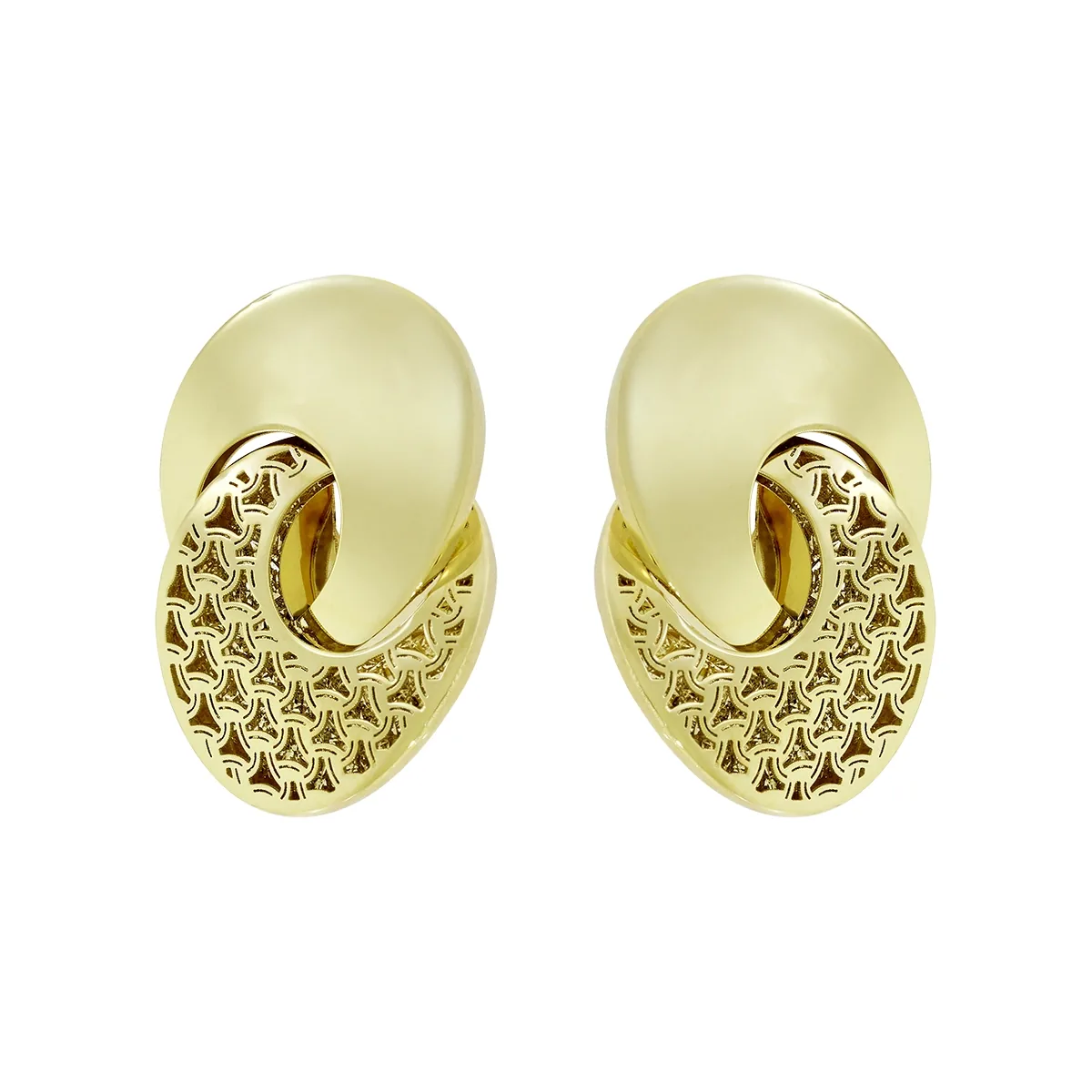 Aretes en oro amarillo de 18 Kilates con visos, Figuras geométricas