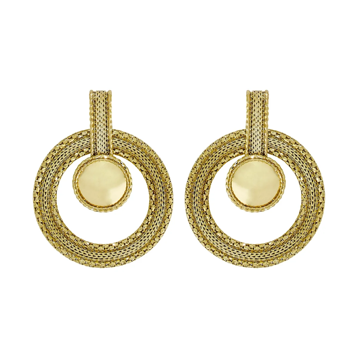 Aretes en oro amarillo de 18 Kilates con visos, Figuras geométricas