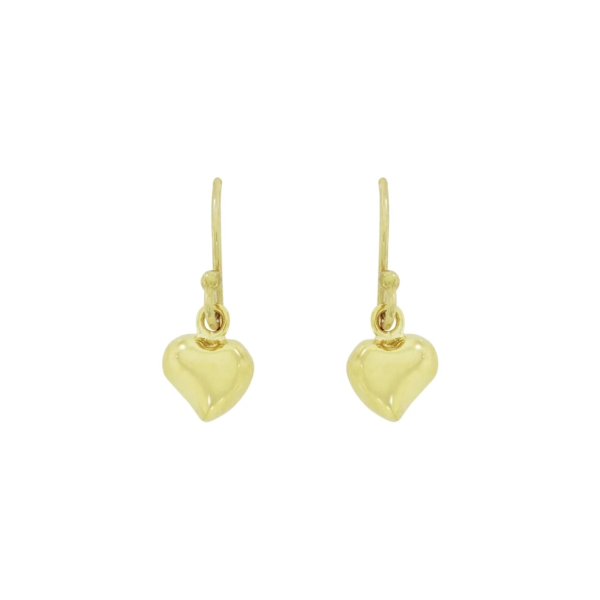 Aretes de corazón en oro amarillo de 18 Kilates