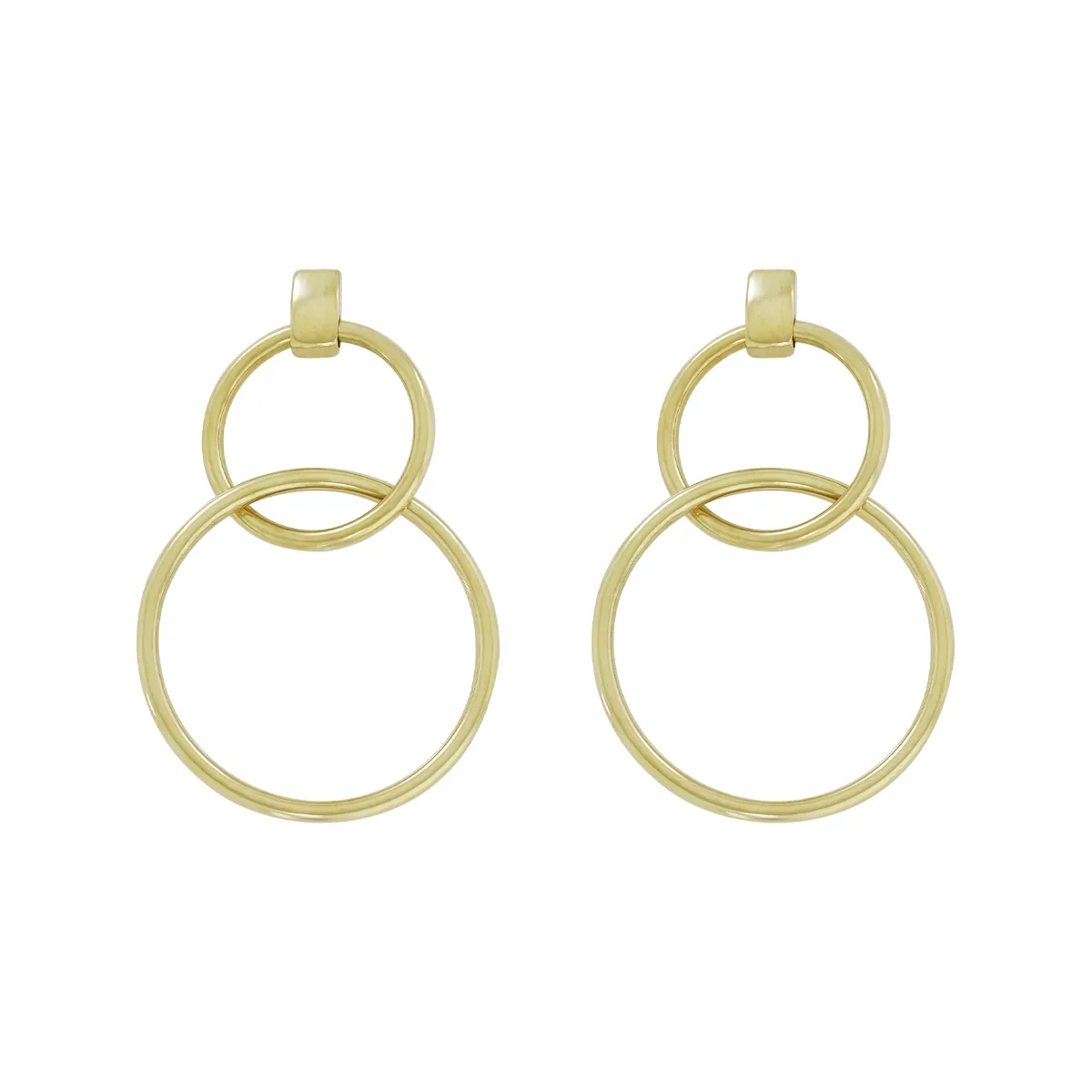 Aretes en oro amarillo de 18 Kilates, Figuras geométricas, 2 mm. de ancho