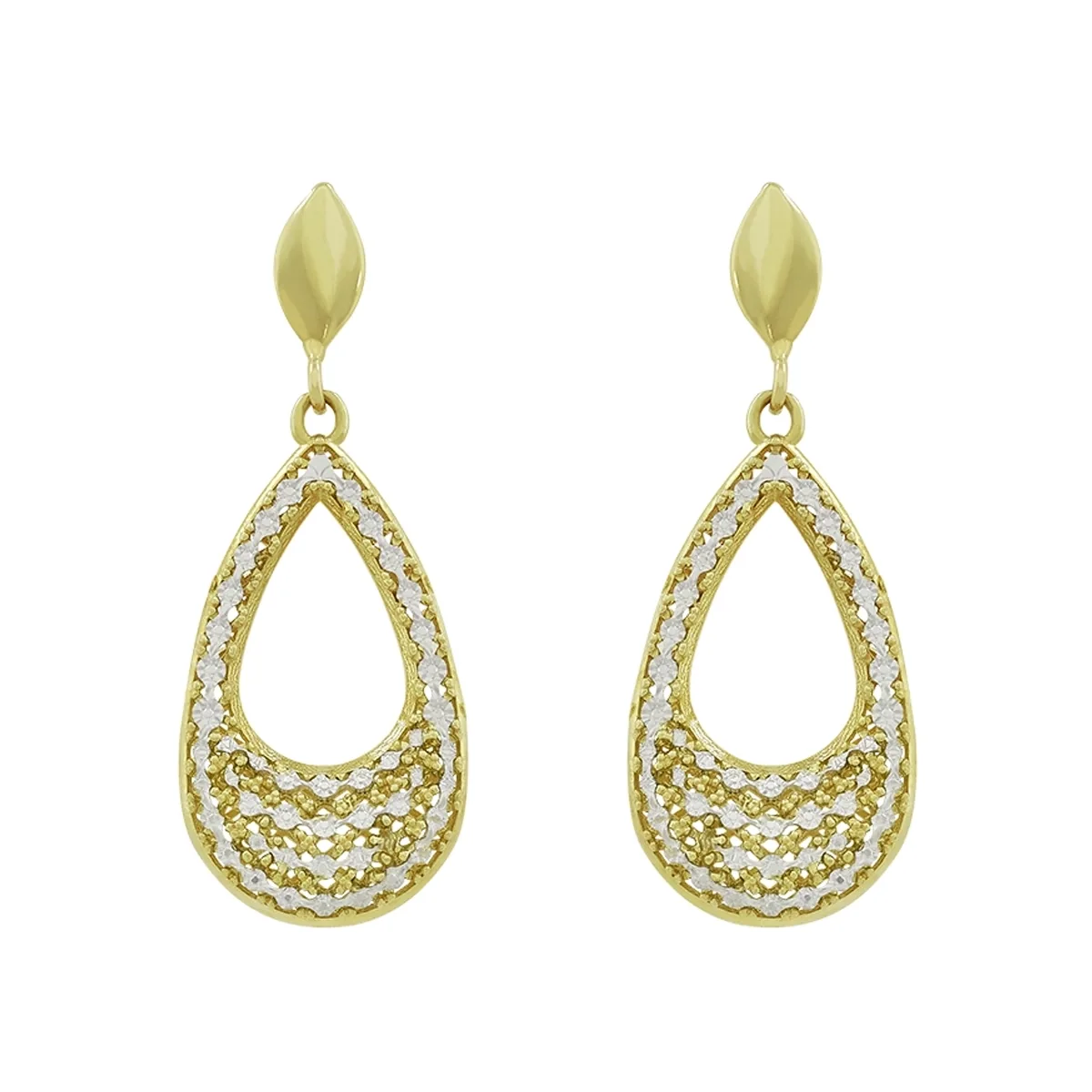 Aretes en oro amarillo de 18 Kilates con visos, Lágrima