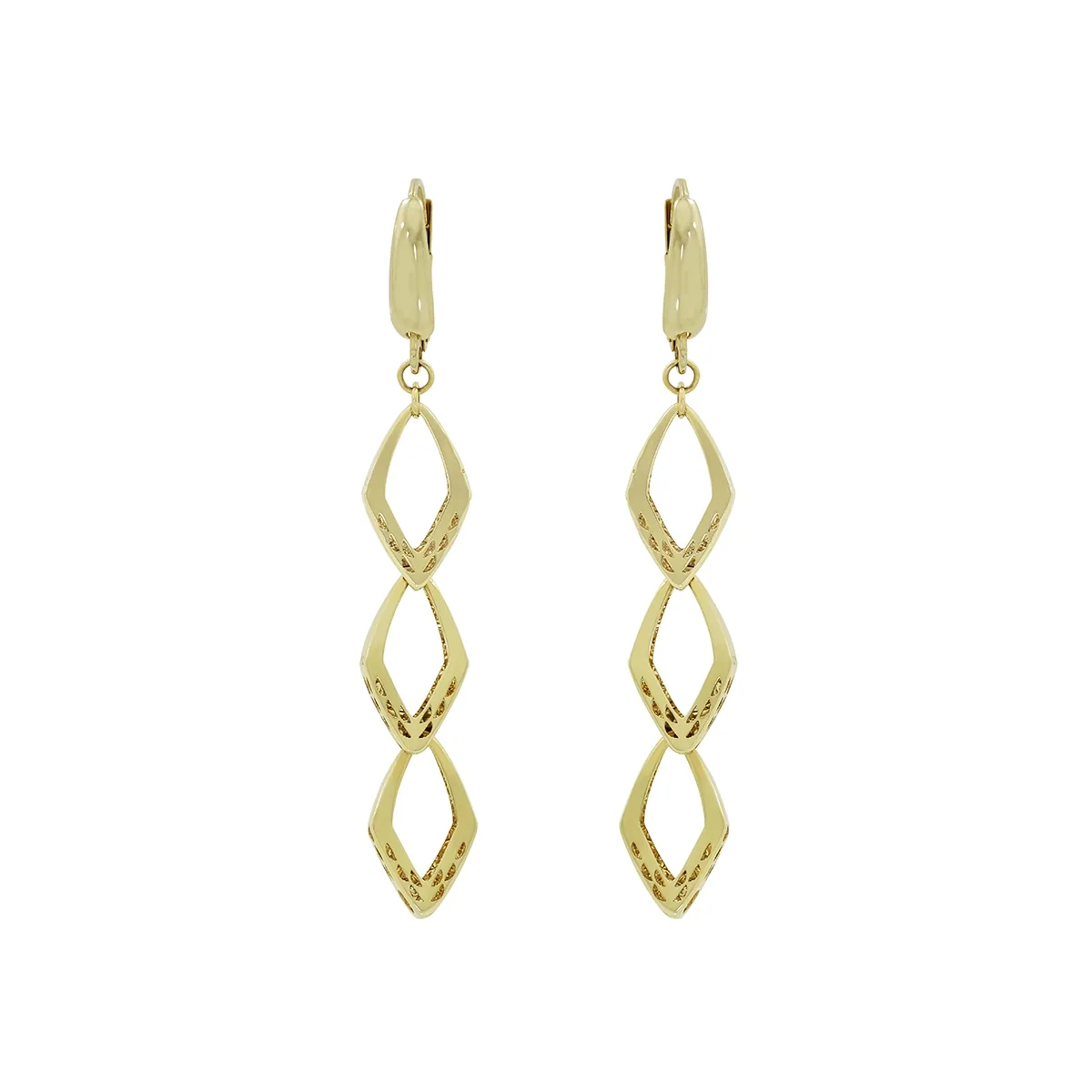 Aretes en oro amarillo de 18 Kilates con visos, Figuras geométricas