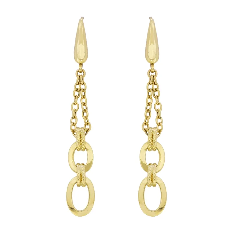 Aretes en oro amarillo de 18 Kilates, Tiras