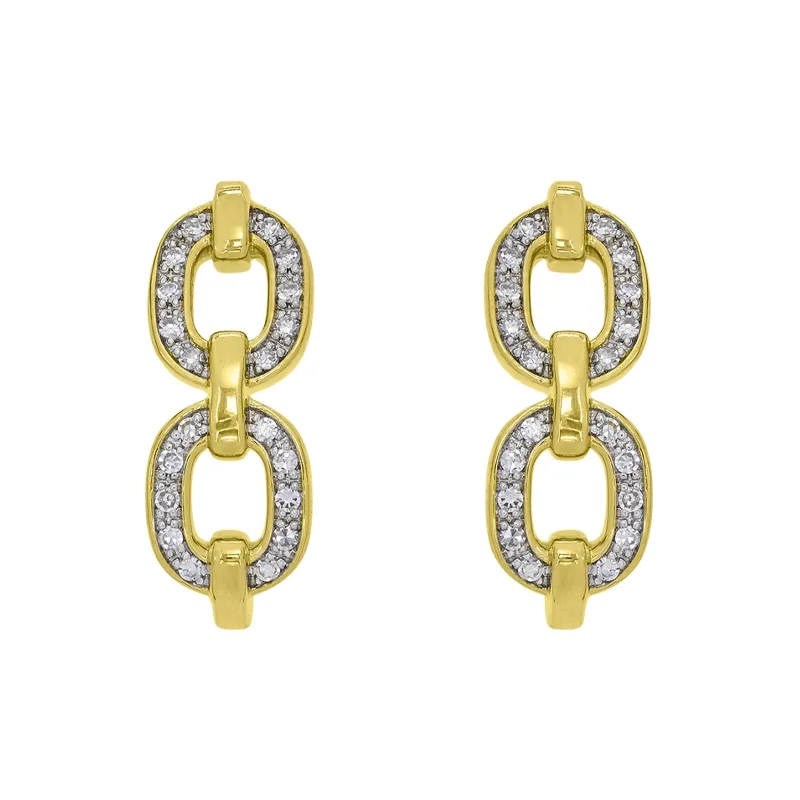 Aretes en oro amarillo de 18 Kilates, Figuras geométricas, con diamantes de 0.20 Ct