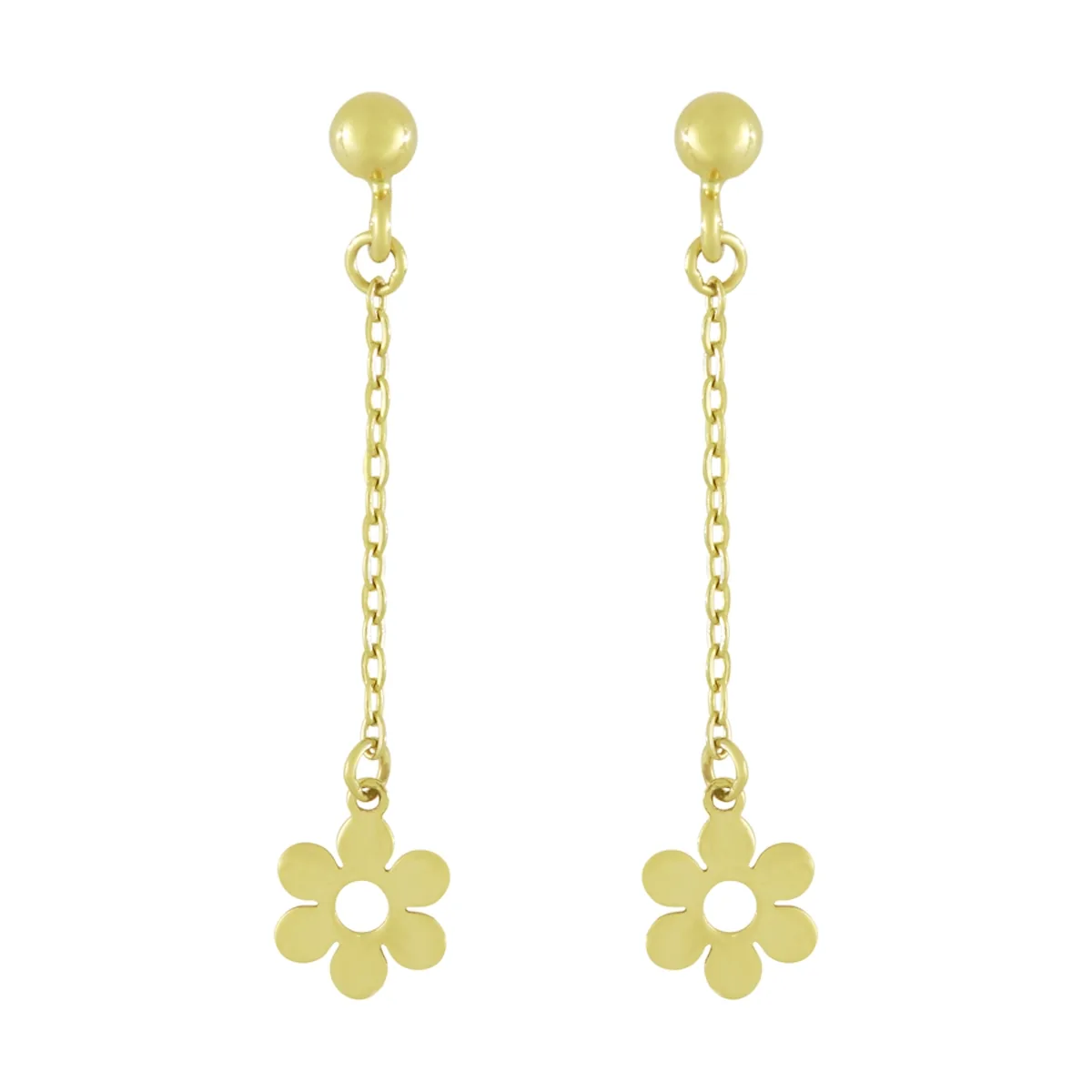 Aretes en oro amarillo de 18 Kilates, Flores