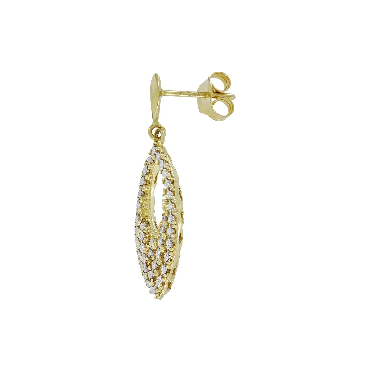 Aretes en oro amarillo de 18 Kilates con visos, Hoja