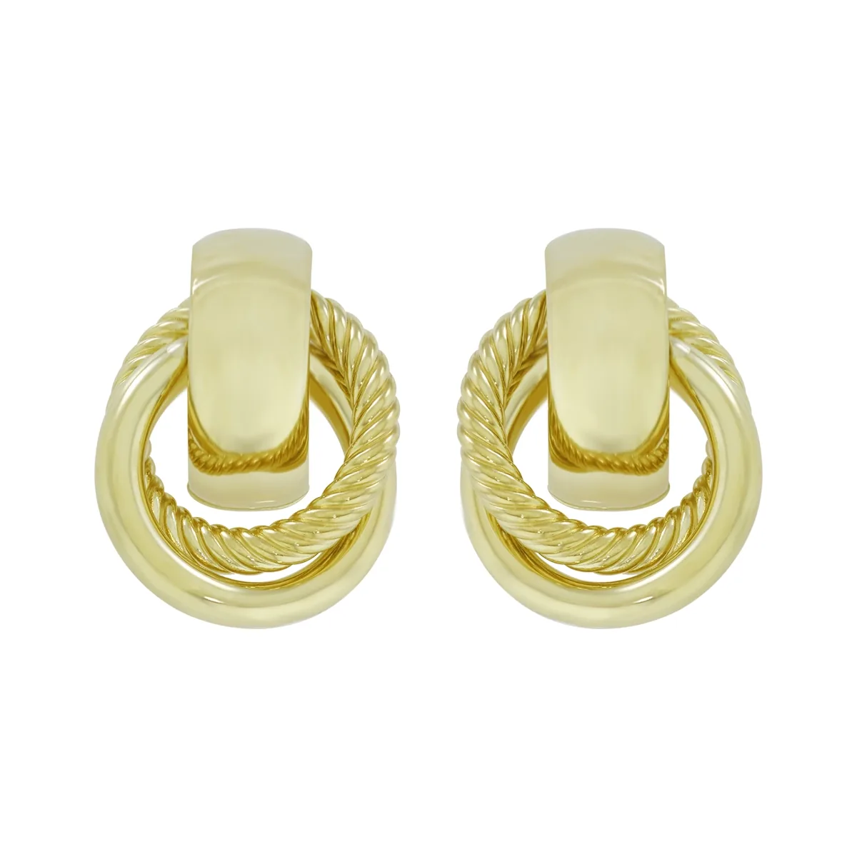 Aretes en oro amarillo de 18 Kilates con visos, Figuras geométricas