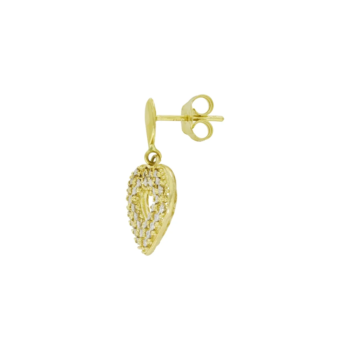 Aretes en oro amarillo de 18 Kilates con visos, Corazón