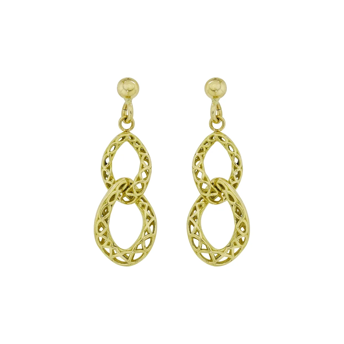 Aretes en oro amarillo de 18 Kilates con visos, Figuras geométricas