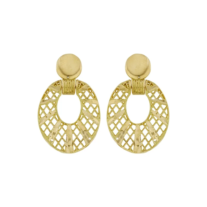 Aretes en oro amarillo de 18 Kilates con visos, Figuras geométricas