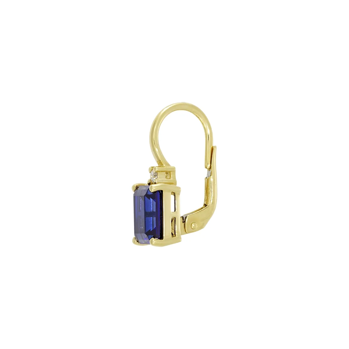 Aretes en oro amarillo de 18 Kilates, Uñas+decoración, con 2 zafiro laboratorios centrales de 3.50 Ct y decoración en diamante de laboratorio de 0.06 Ct