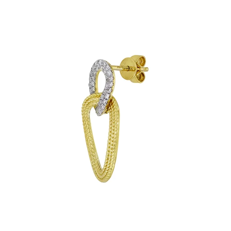 Aretes en oro amarillo de 18 Kilates con visos, Figuras geométricas, con diamantes de 0.24 Ct